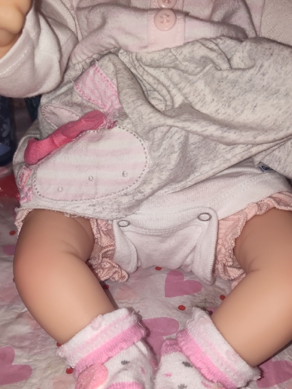 Reborn Pink and Cream Baby Doll with Heart-Print Hat - Picture 7 of 16